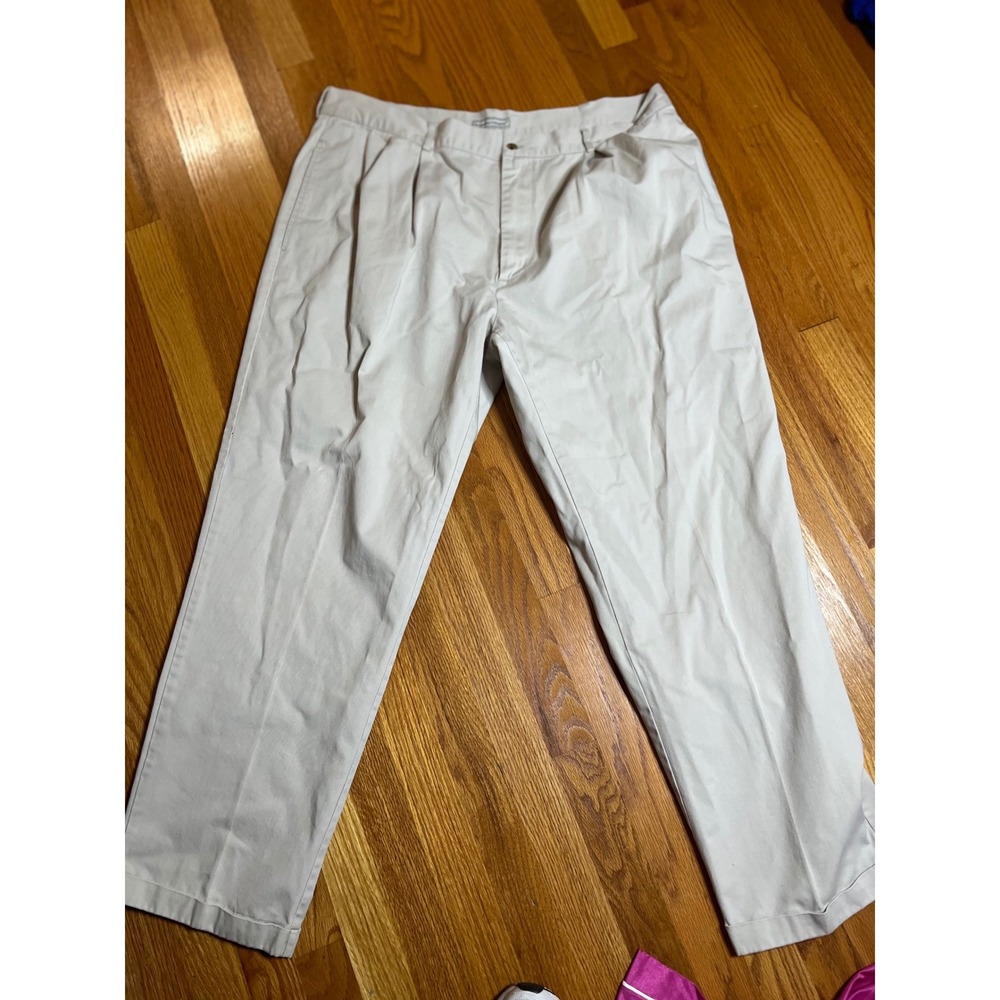 Vtg 90s Bugle Boy Company Mens Khaki Pleated Casual Pants Size 32W 32L